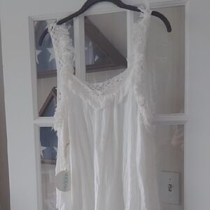 NWT Hummingbird White Cold Shoulder Semi Sheer Top